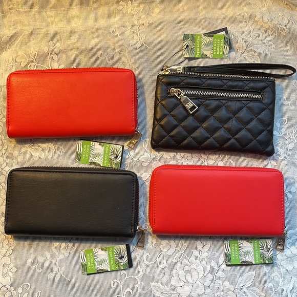 NWT Badgley Mischka Red & Black Vegan Leather Clutch/Wallets, Choose One - Picture 2 of 4